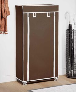 Stoffen schoenenrek met hoes 58 x 28 x 106 cm bruin