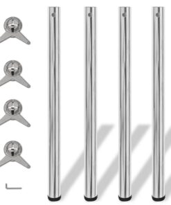 Tafelpoten in hoogte verstelbaar chroom 870 mm 4 st