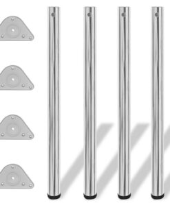 Tafelpoten in hoogte verstelbaar chroom 870 mm 4 st