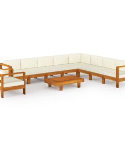 vidaXL 10-delige tuinloungeset met kussens 100x60 cm acaciahout