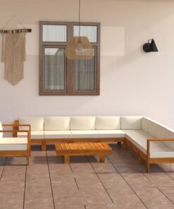 vidaXL 10-delige tuinloungeset met kussens 100x60 cm acaciahout