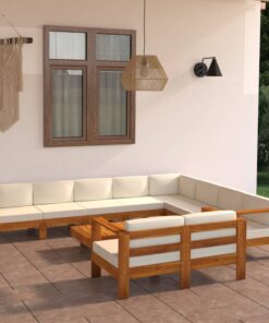 vidaXL 10-delige tuinloungeset met kussens 100x60 cm acaciahout