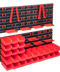 vidaXL 103-delige Opslagbakkenset met wandpanelen rood en zwart