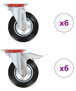 vidaXL 12 st Zwenkwielen 160 mm
