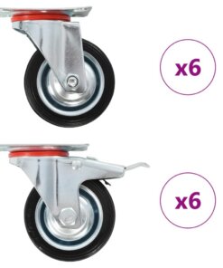vidaXL 12 st Zwenkwielen 75 mm