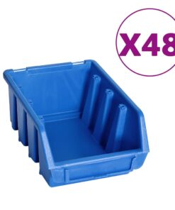 vidaXL 128-delige Opslagbakkenset met wandpanelen blauw en zwart
