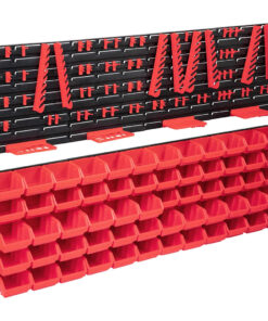 vidaXL 136 -delige Opslagbakkenset met wandpanelen rood en zwart