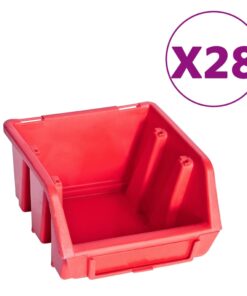 vidaXL 141-delige Opslagbakkenset met wandpanelen rood en zwart