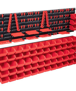 vidaXL 141-delige Opslagbakkenset met wandpanelen rood en zwart