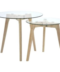 vidaXL 2-delige Bijzettafelset gehard glas