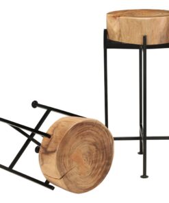 vidaXL 2-delige Bijzettafelset massief acaciahout