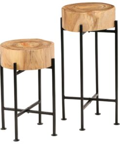 vidaXL 2-delige Bijzettafelset massief acaciahout