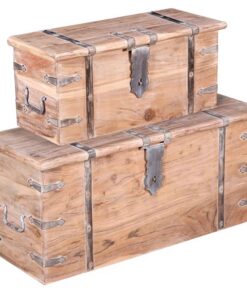 vidaXL 2-delige Opbergkistenset acaciahout