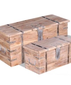 vidaXL 2-delige Opbergkistenset acaciahout