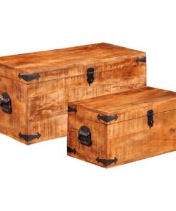 vidaXL 2-delige Opbergkistenset ruw mangohout