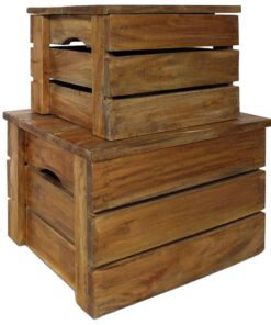 vidaXL 2-delige Opslagkrattenset massief mahoniehout