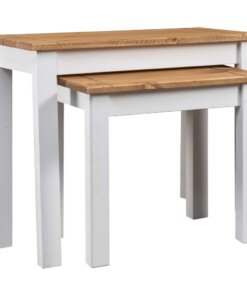 vidaXL 2-delige Tafeltjesset Panama Range massief grenenhout wit