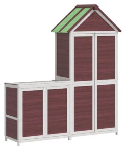 vidaXL 2-delige Tuinschuurset massief grenenhout mokkakleurig