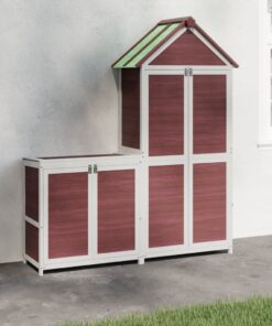 vidaXL 2-delige Tuinschuurset massief grenenhout mokkakleurig