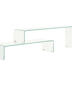 vidaXL 2-delige salontafelset 90x30x20/110x30x40 cm gehard glas