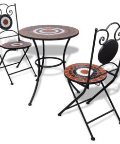 vidaXL 3-delige Bistroset keramische tegel terracotta en wit