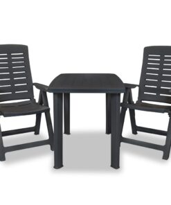 vidaXL 3-delige Bistroset kunststof antraciet