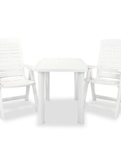 vidaXL 3-delige Bistroset kunststof wit