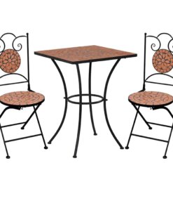 vidaXL 3-delige Bistroset mozaïek keramische tegel terracottakleurig