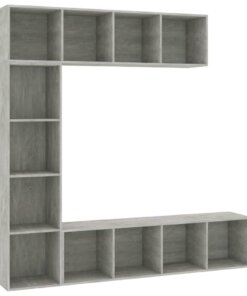 vidaXL 3-delige Boekenkast-/tv-meubelset 180x30x180 cm betongrijs