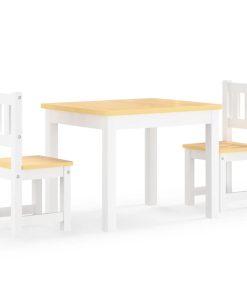 vidaXL 3-delige Kindertafel- en stoelenset MDF wit en grijs