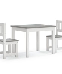 vidaXL 3-delige Kindertafel- en stoelenset MDF wit en grijs