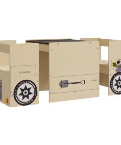 vidaXL 3-delige Kindertafel- en stoelenset off-road-auto-ontwerp MDF
