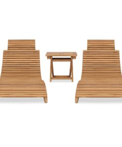 vidaXL 3-delige Loungeset inklapbaar massief teakhout