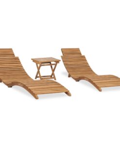 vidaXL 3-delige Loungeset inklapbaar massief teakhout