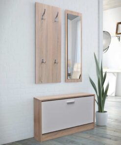 vidaXL 3-delige Schoenenkastset hout eikenkleurig en wit