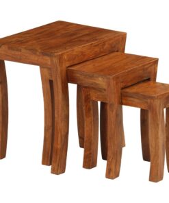vidaXL 3-delige Tafeltjesset 50x35x50 cm massief acaciahout bruin