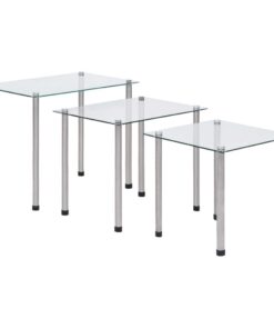 vidaXL 3-delige Tafeltjesset gehard glas transparant