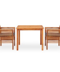 vidaXL 3-delige Tuinset met kussens massief acaciahout