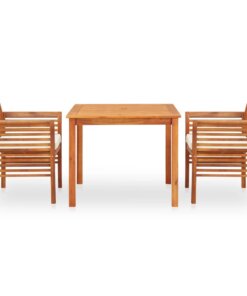 vidaXL 3-delige Tuinset met kussens massief acaciahout