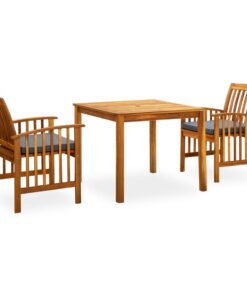 vidaXL 3-delige Tuinset met kussens massief acaciahout