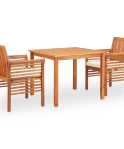 vidaXL 3-delige Tuinset met kussens massief acaciahout