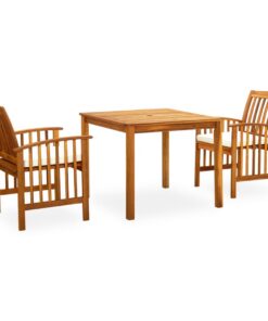 vidaXL 3-delige Tuinset met kussens massief acaciahout