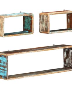 vidaXL 3-delige Wandschappenset kubus massief gerecycled hout