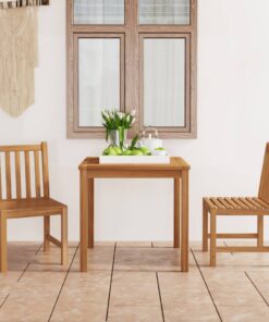 vidaXL 3-delige tuinset 80x80 cm massief teakhout