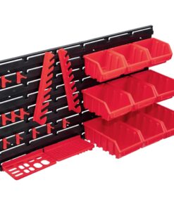 vidaXL 34-delige Opslagbakkenset met wandpanelen rood en zwart
