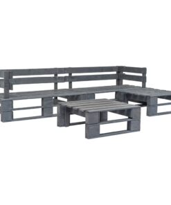 vidaXL 4-delige Loungeset pallet hout grijs