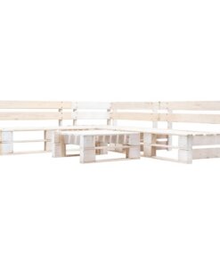 vidaXL 4-delige Loungeset pallet hout wit