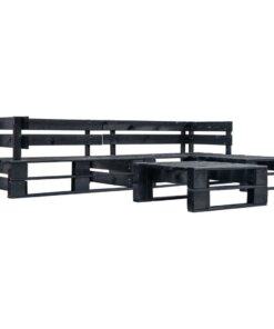 vidaXL 4-delige Loungeset pallet hout zwart