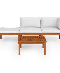 vidaXL 4-delige tuinloungeset met kussens crème 63x63 cm