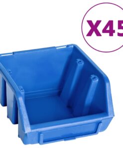 vidaXL 48-delige Opslagbakkenset met wandpanelen blauw en zwart